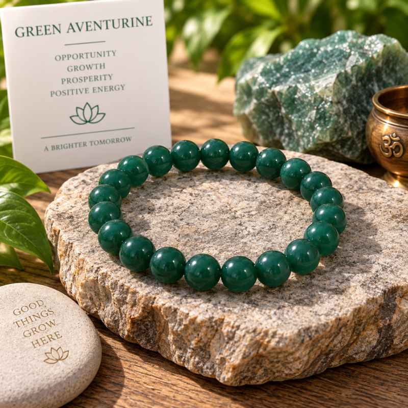 Natural Green Aventurine Bracelet – Stone of Opportunity & Growth Natural Green Aventurine Bracelet – Stone of Opportunity & Growth